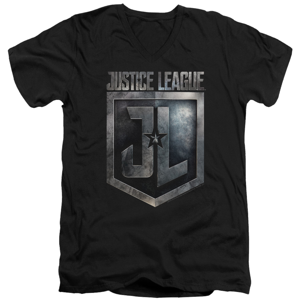 Justice League Shield Logo Men's V-Neck T-Shirt Men's V-Neck T-Shirt Justice League   