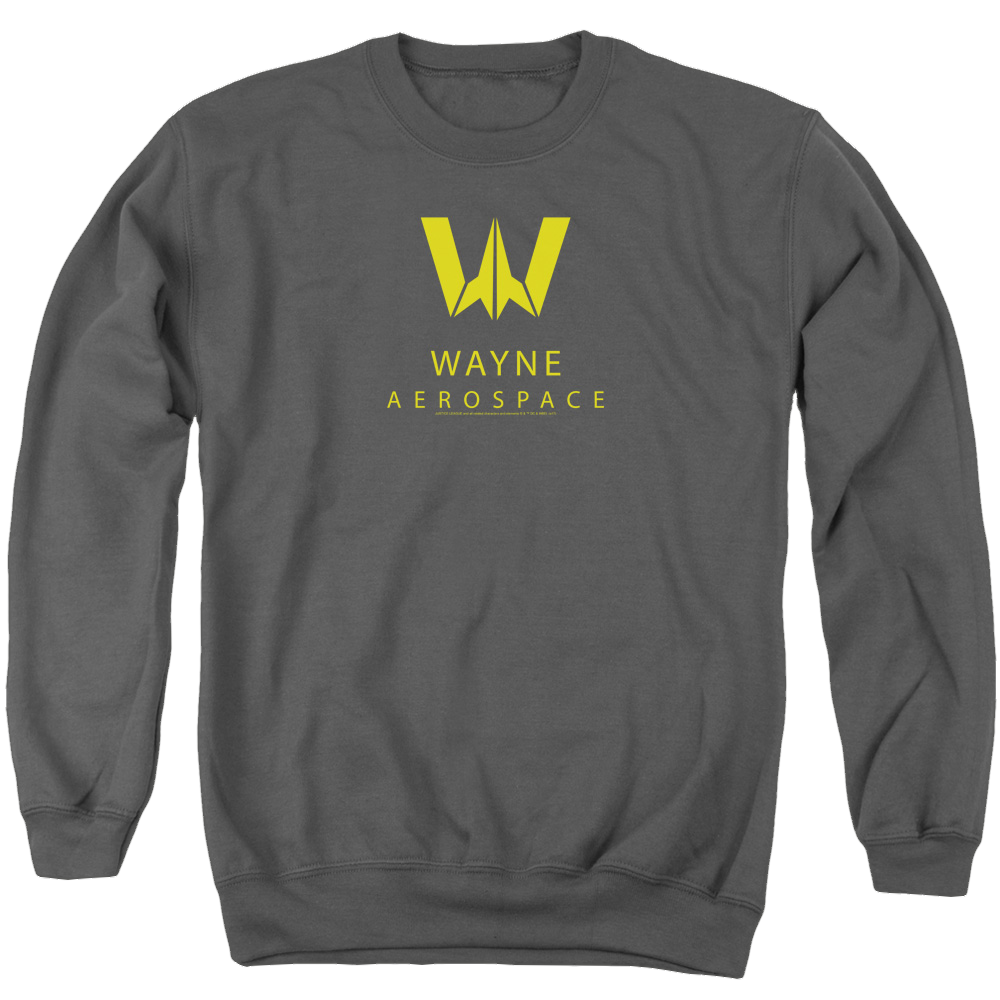 Justice League Wayne Aerospace Men's Crewneck Sweatshirt Men's Crewneck Sweatshirt Justice League   