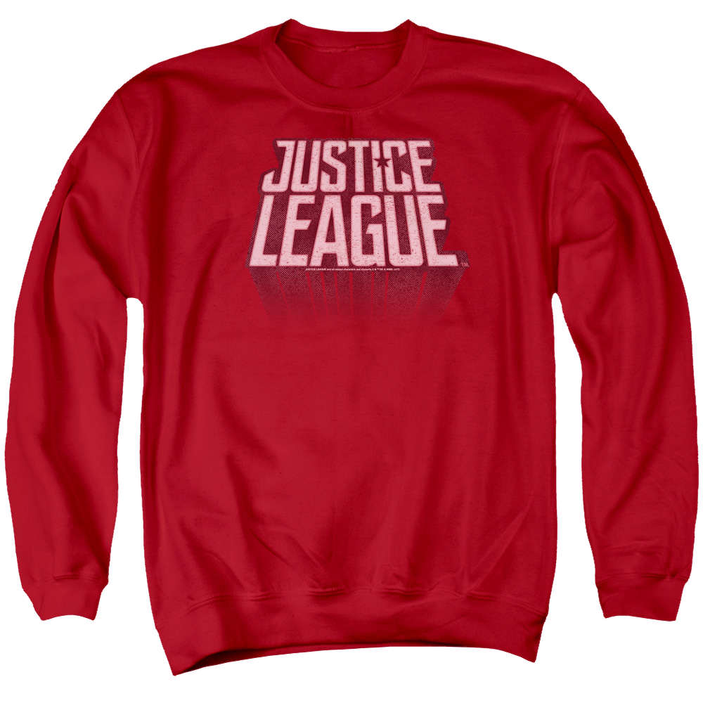 Justice League League Distressed Men's Crewneck Sweatshirt Men's Crewneck Sweatshirt Justice League   