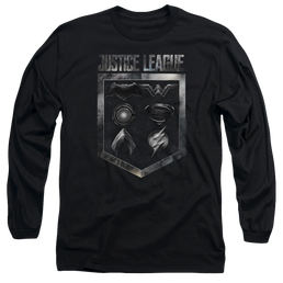 Justice League Shield Of Emblems Men's Long Sleeve T-Shirt Men's Long Sleeve T-Shirt Justice League   