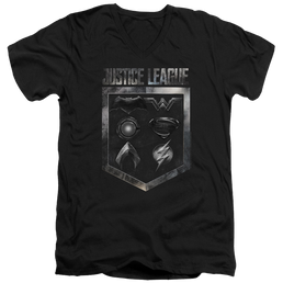 Justice League Shield Of Emblems Men's V-Neck T-Shirt Men's V-Neck T-Shirt Justice League   