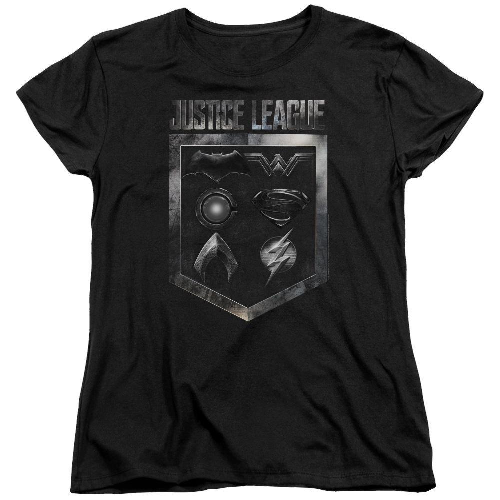 Justice League Shield Of Emblems Women's T-Shirt Women's T-Shirt Justice League   