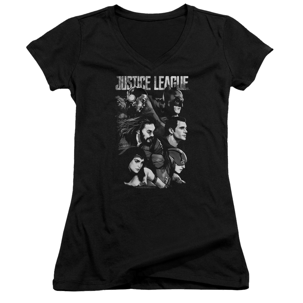 Justice League Pushing Forward Juniors V-Neck T-Shirt Juniors V-Neck T-Shirt Justice League   