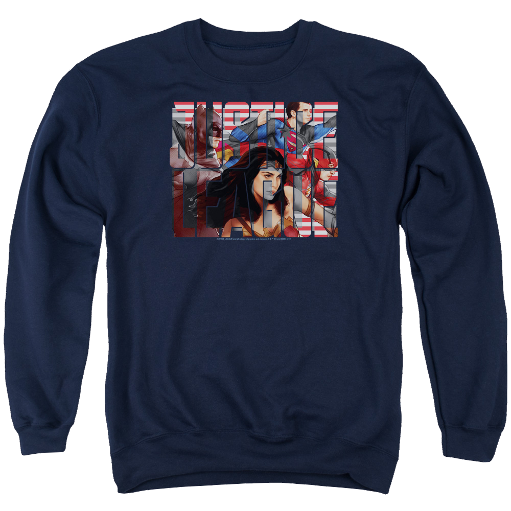 Justice League Rally Men's Crewneck Sweatshirt Men's Crewneck Sweatshirt Justice League   