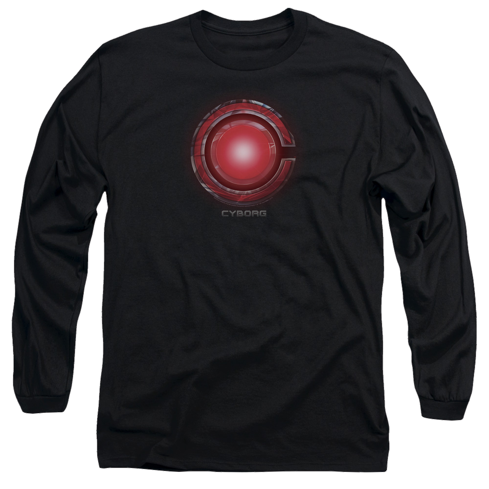 Justice League Cyborg Logo Men's Long Sleeve T-Shirt Men's Long Sleeve T-Shirt Justice League   