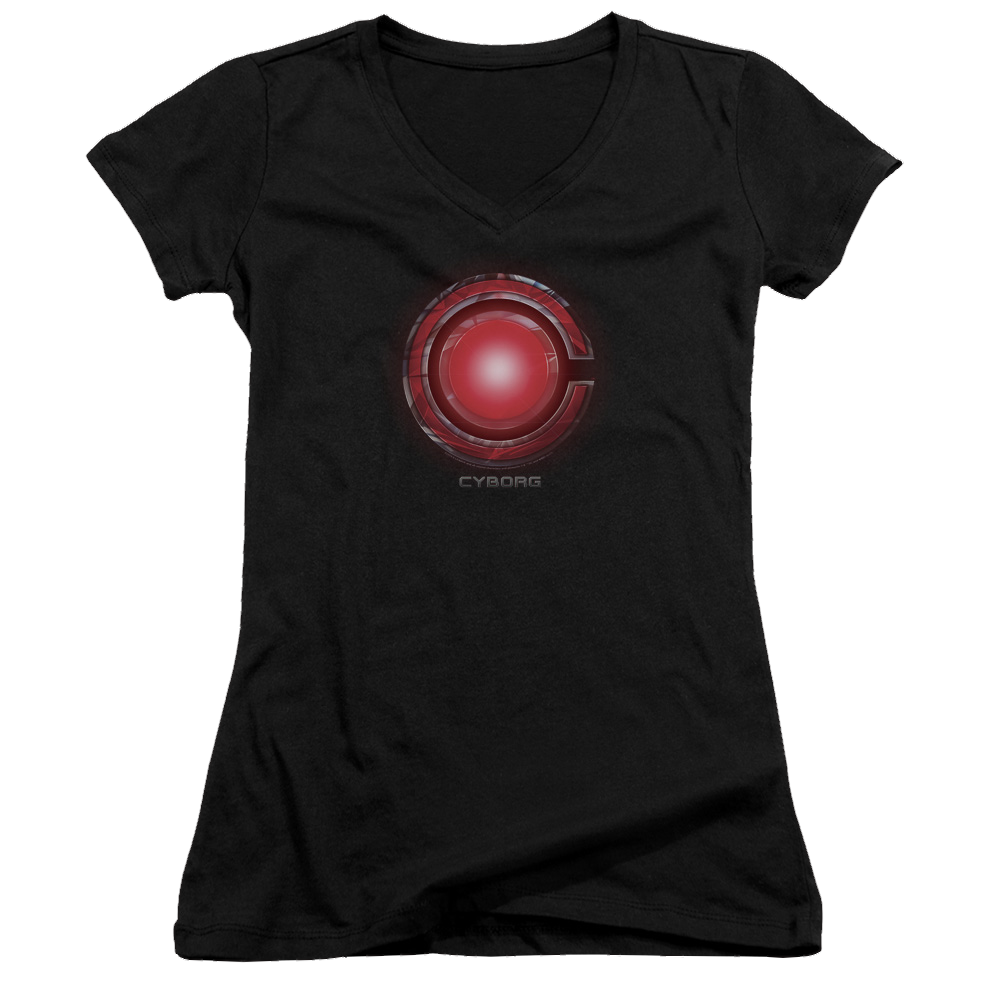 Justice League Cyborg Logo Juniors V-Neck T-Shirt Juniors V-Neck T-Shirt Justice League   
