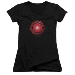 Justice League Cyborg Logo Juniors V-Neck T-Shirt Juniors V-Neck T-Shirt Justice League   