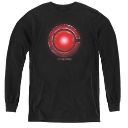 Justice League Movie Cyborg Logo - Youth Long Sleeve T-Shirt Youth Long Sleeve T-Shirt Justice League   