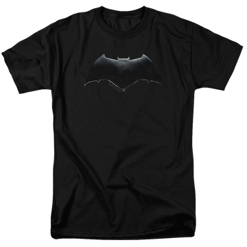 Black men's regular fit t-shirt with Justice League Batman Logo graphic