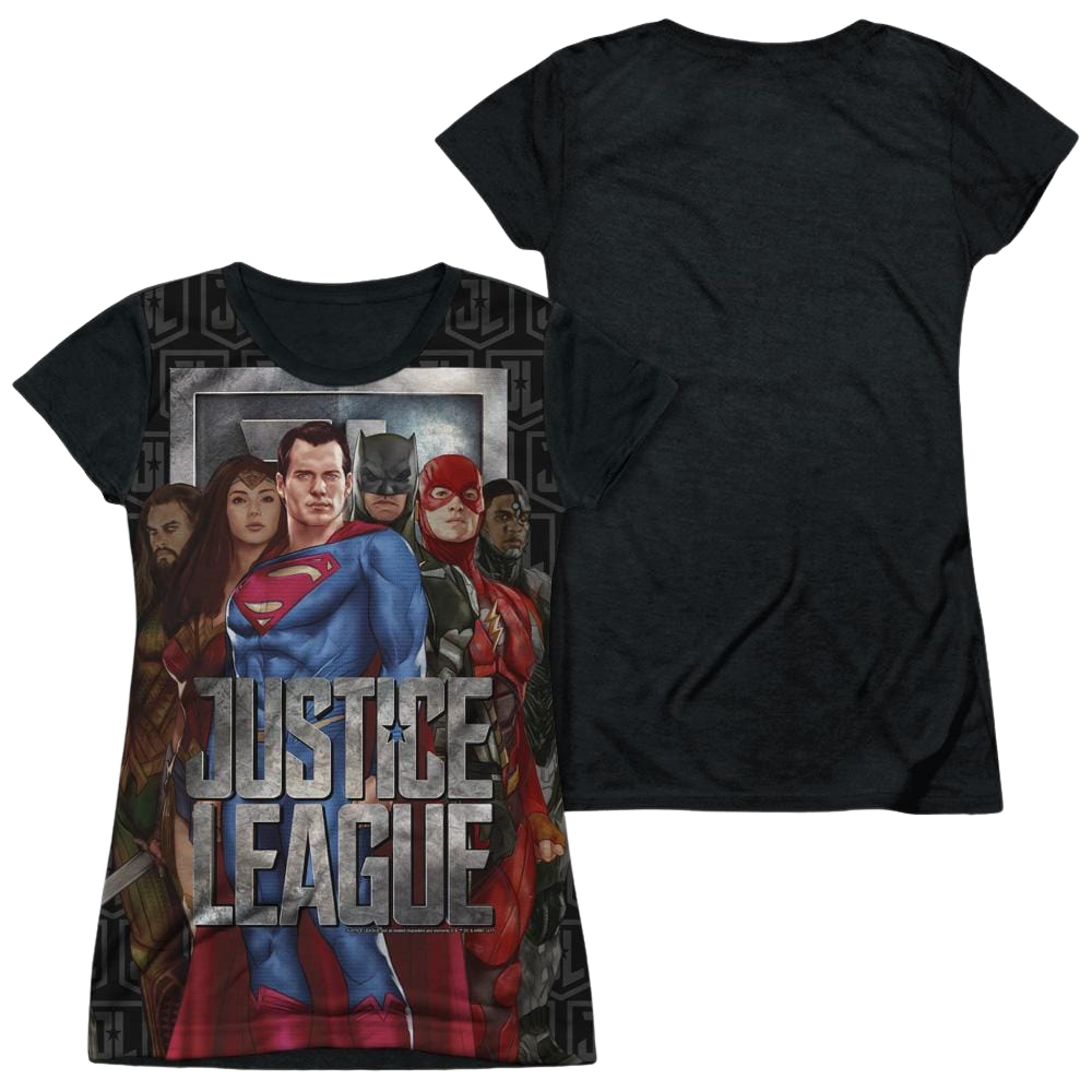 Justice League Movie The League - Juniors Black Back T-Shirt Juniors Black Back T-Shirt Justice League   