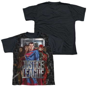 Justice League Movie The League youth black back t-shirt for ages 8 to 12