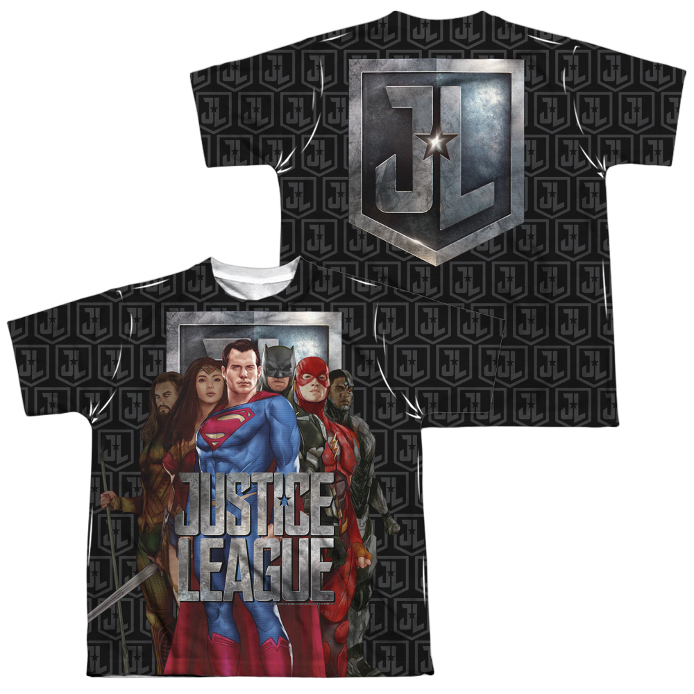 Justice League Movie The League (F/B) - Youth All-Over Print T-Shirt Youth All-Over Print T-Shirt (Ages 8-12) Justice League   