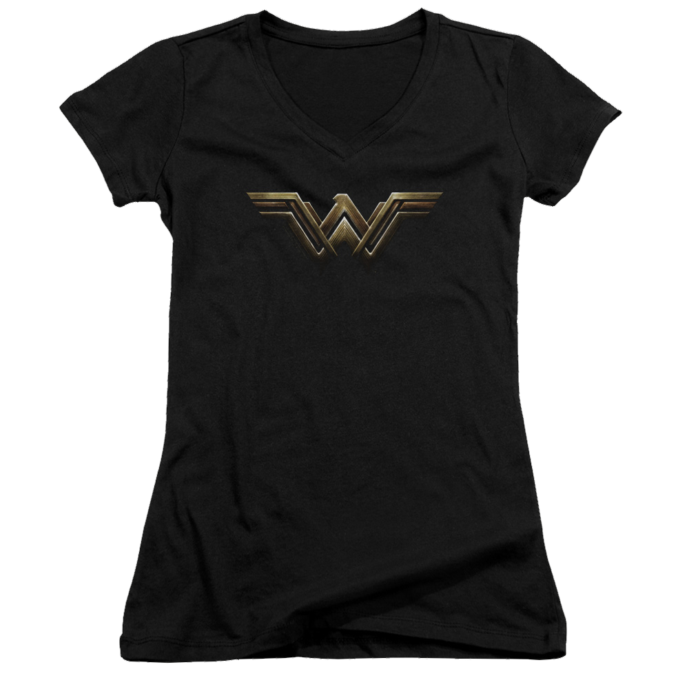 Justice League Wonder Woman Logo Juniors V-Neck T-Shirt Juniors V-Neck T-Shirt Justice League   