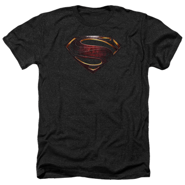 Charcoal men's heather t-shirt with Justice League Superman Logo graphic