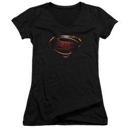 Justice League Superman Logo Juniors V-Neck T-Shirt Juniors V-Neck T-Shirt Justice League   