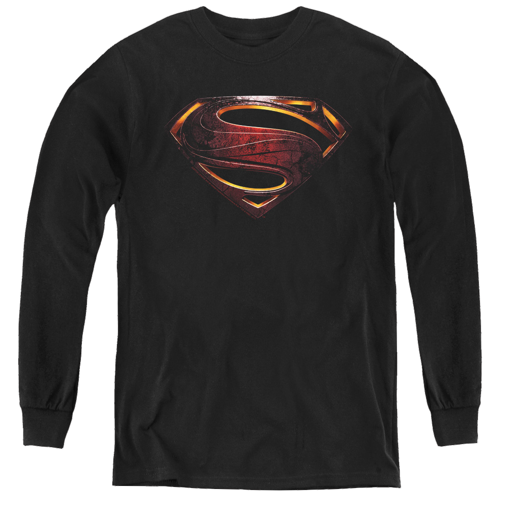 Justice League Movie Superman Logo - Youth Long Sleeve T-Shirt Youth Long Sleeve T-Shirt Justice League   