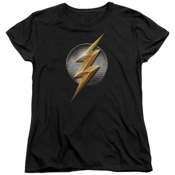 Black women's t-shirt with Justice League Flash Logo graphic