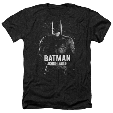 Charcoal men's heather t-shirt with Justice League Batman graphic