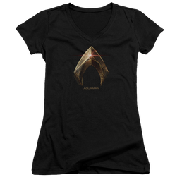 Justice League Aquaman Logo Juniors V-Neck T-Shirt Juniors V-Neck T-Shirt Justice League   
