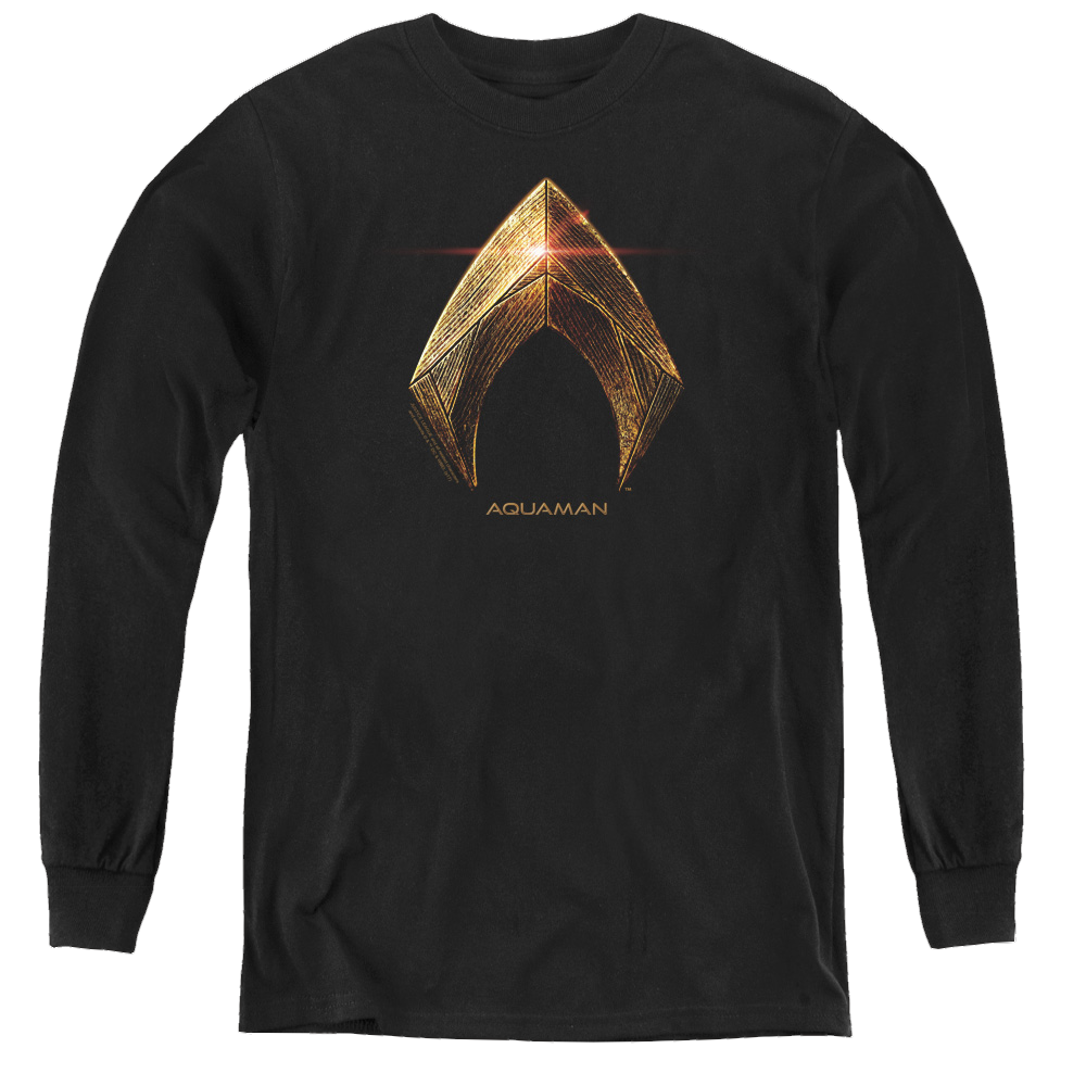 Justice League Movie Aquaman Logo - Youth Long Sleeve T-Shirt Youth Long Sleeve T-Shirt Justice League   