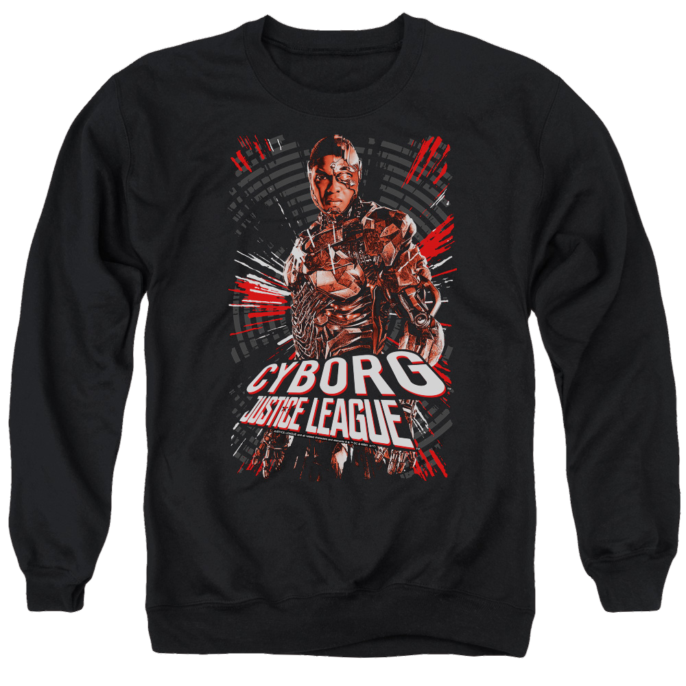 Justice League Cyborg Men's Crewneck Sweatshirt Men's Crewneck Sweatshirt Justice League   
