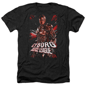 Charcoal men's heather t-shirt with Justice League Cyborg graphic