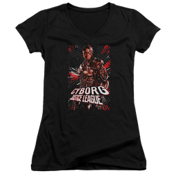 Justice League Cyborg Juniors V-Neck T-Shirt Juniors V-Neck T-Shirt Justice League   