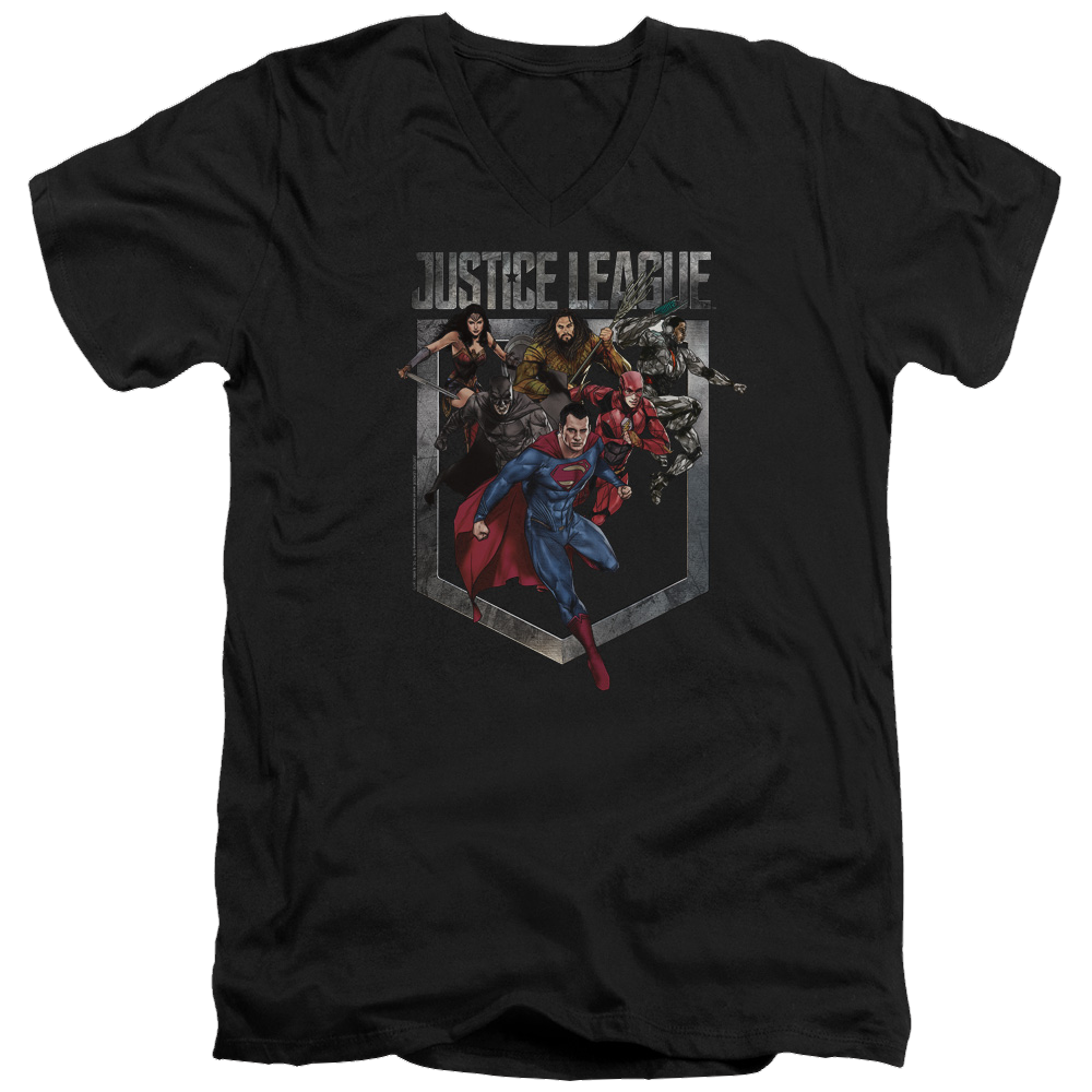 Justice League Charge Men's V-Neck T-Shirt Men's V-Neck T-Shirt Justice League   