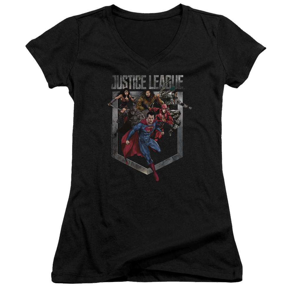 Justice League Charge Juniors V-Neck T-Shirt Juniors V-Neck T-Shirt Justice League   