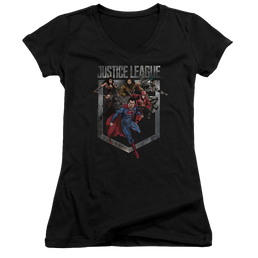Justice League Charge Juniors V-Neck T-Shirt Juniors V-Neck T-Shirt Justice League   