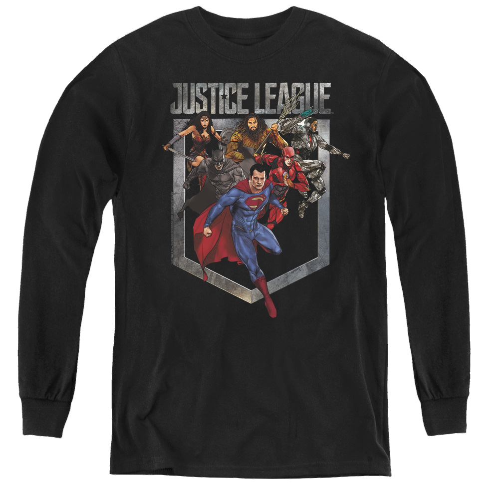 Justice League Movie Charge - Youth Long Sleeve T-Shirt Youth Long Sleeve T-Shirt Justice League   