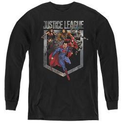 Justice League Movie Charge - Youth Long Sleeve T-Shirt Youth Long Sleeve T-Shirt Justice League   