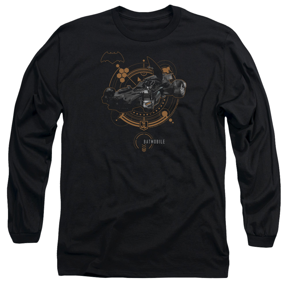 Justice League Batmobile Men's Long Sleeve T-Shirt Men's Long Sleeve T-Shirt Justice League   