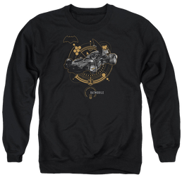 Justice League Batmobile Men's Crewneck Sweatshirt Men's Crewneck Sweatshirt Justice League   