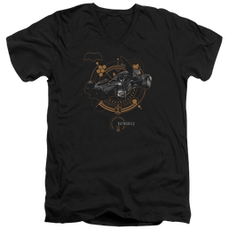 Justice League Batmobile Men's V-Neck T-Shirt Men's V-Neck T-Shirt Justice League   