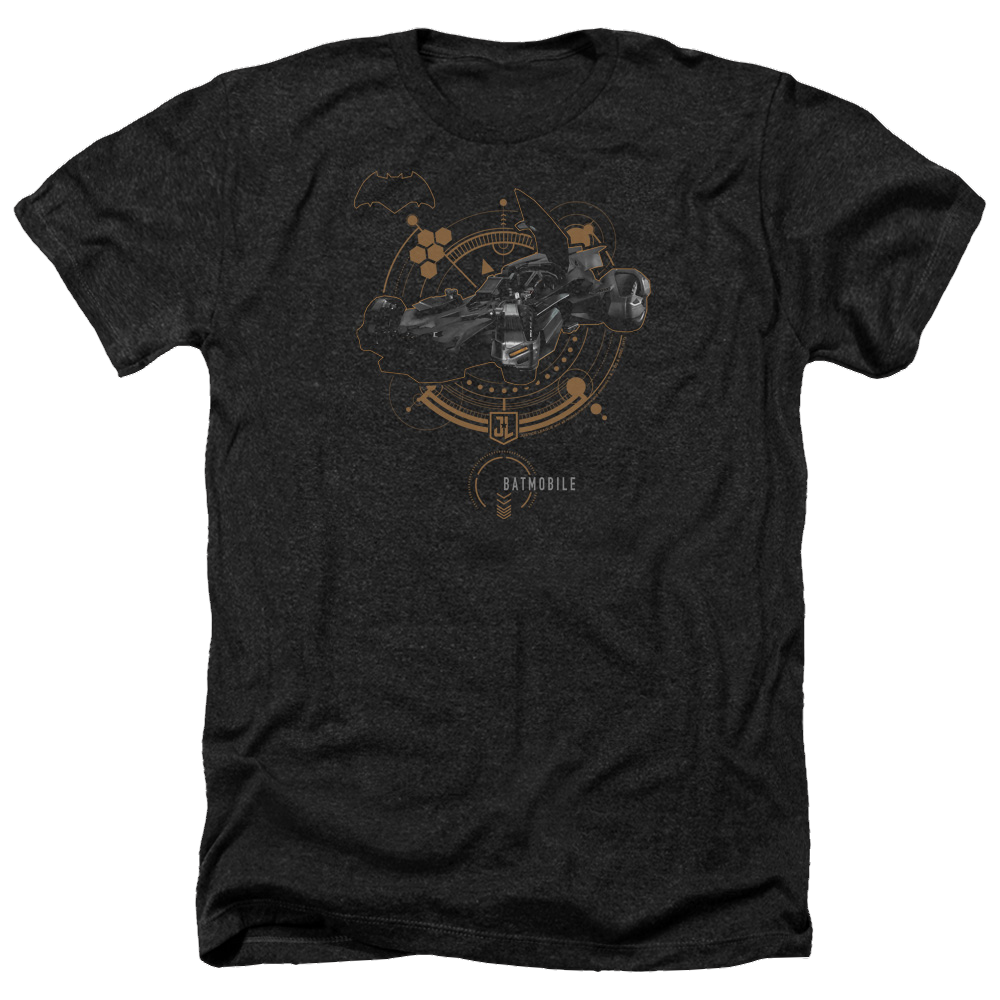 Justice League Batmobile Men's Heather T-Shirt Men's Heather T-Shirt Justice League   