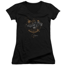 Justice League Batmobile Juniors V-Neck T-Shirt Juniors V-Neck T-Shirt Justice League   