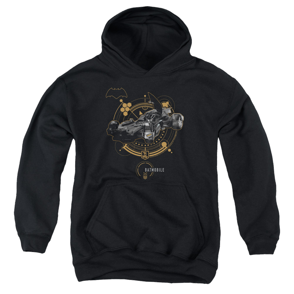 Justice League Movie Batmobile - Youth Hoodie Youth Hoodie (Ages 8-12) Justice League   