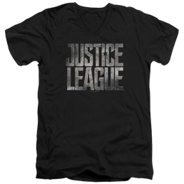Justice League Metal Logo Men's V-Neck T-Shirt Men's V-Neck T-Shirt Justice League   