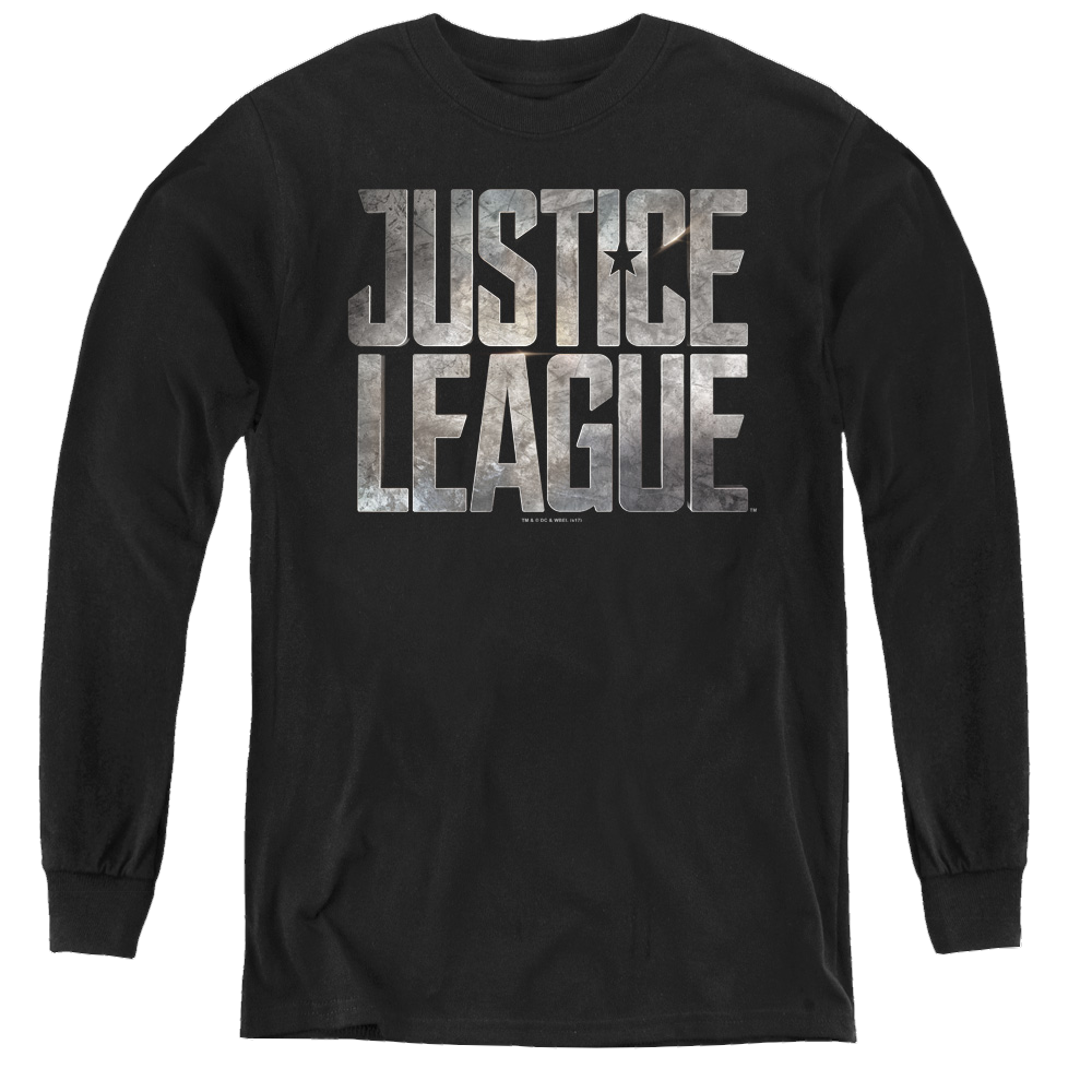 Justice League Movie Metal Logo - Youth Long Sleeve T-Shirt Youth Long Sleeve T-Shirt Justice League   