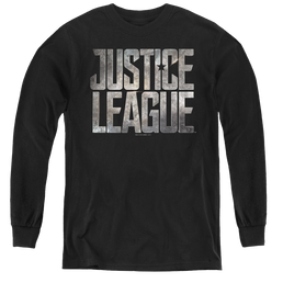 Justice League Movie Metal Logo - Youth Long Sleeve T-Shirt Youth Long Sleeve T-Shirt Justice League   