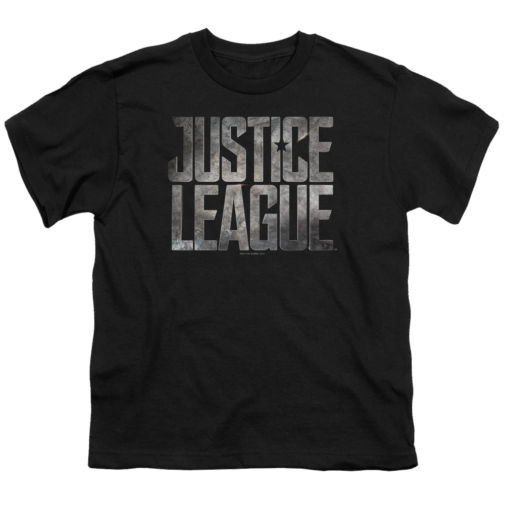 Justice League Movie Metal Logo - Youth T-Shirt Youth T-Shirt (Ages 8-12) Justice League   