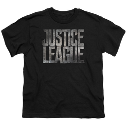 Justice League Movie Metal Logo - Youth T-Shirt Youth T-Shirt (Ages 8-12) Justice League   