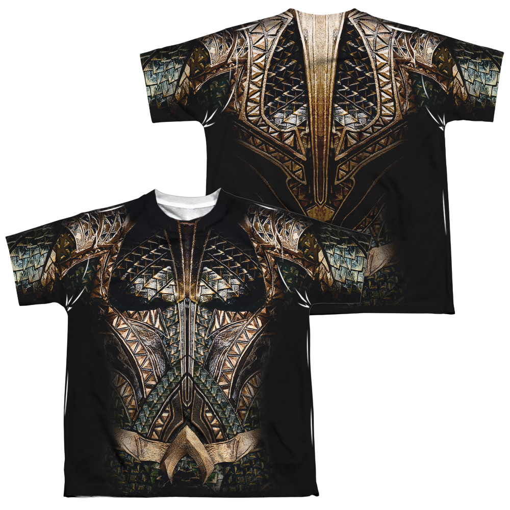 Justice League Aquaman Uniform (F/B) - Youth All-Over Print T-Shirt Youth All-Over Print T-Shirt (Ages 8-12) Justice League   