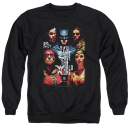 Justice League Save The World Poster Men's Crewneck Sweatshirt Men's Crewneck Sweatshirt Justice League   