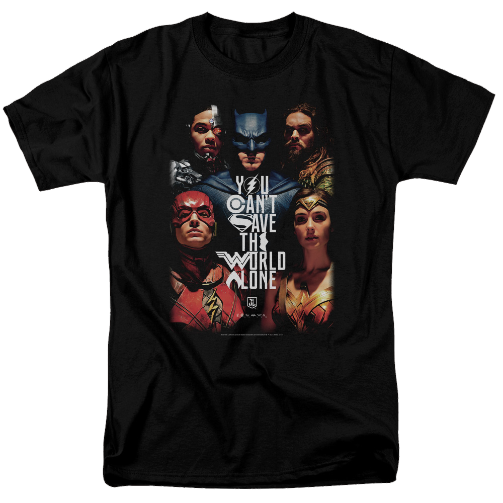 Justice League Save The World Poster Men's Regular Fit T-Shirt Men's Regular Fit T-Shirt Justice League   