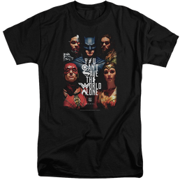 Justice League Save The World Poster Men's Tall Fit T-Shirt Men's Tall Fit T-Shirt Justice League   