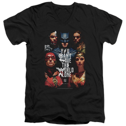 Justice League Save The World Poster Men's V-Neck T-Shirt Men's V-Neck T-Shirt Justice League   