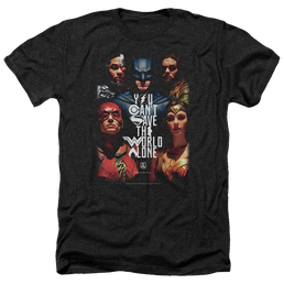 Justice League Save The World Poster Men's Heather T-Shirt Men's Heather T-Shirt Justice League   