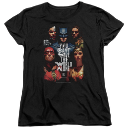 Justice League Save The World Poster Women's T-Shirt Women's T-Shirt Justice League   
